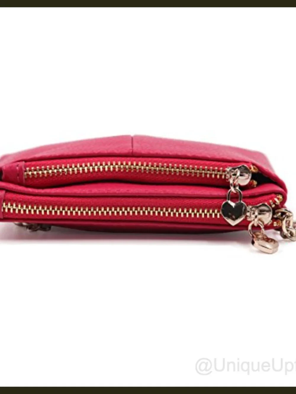 Genuine Leather Mini Coin Purse Key Ring Triple Zipper Card Holder Wallet